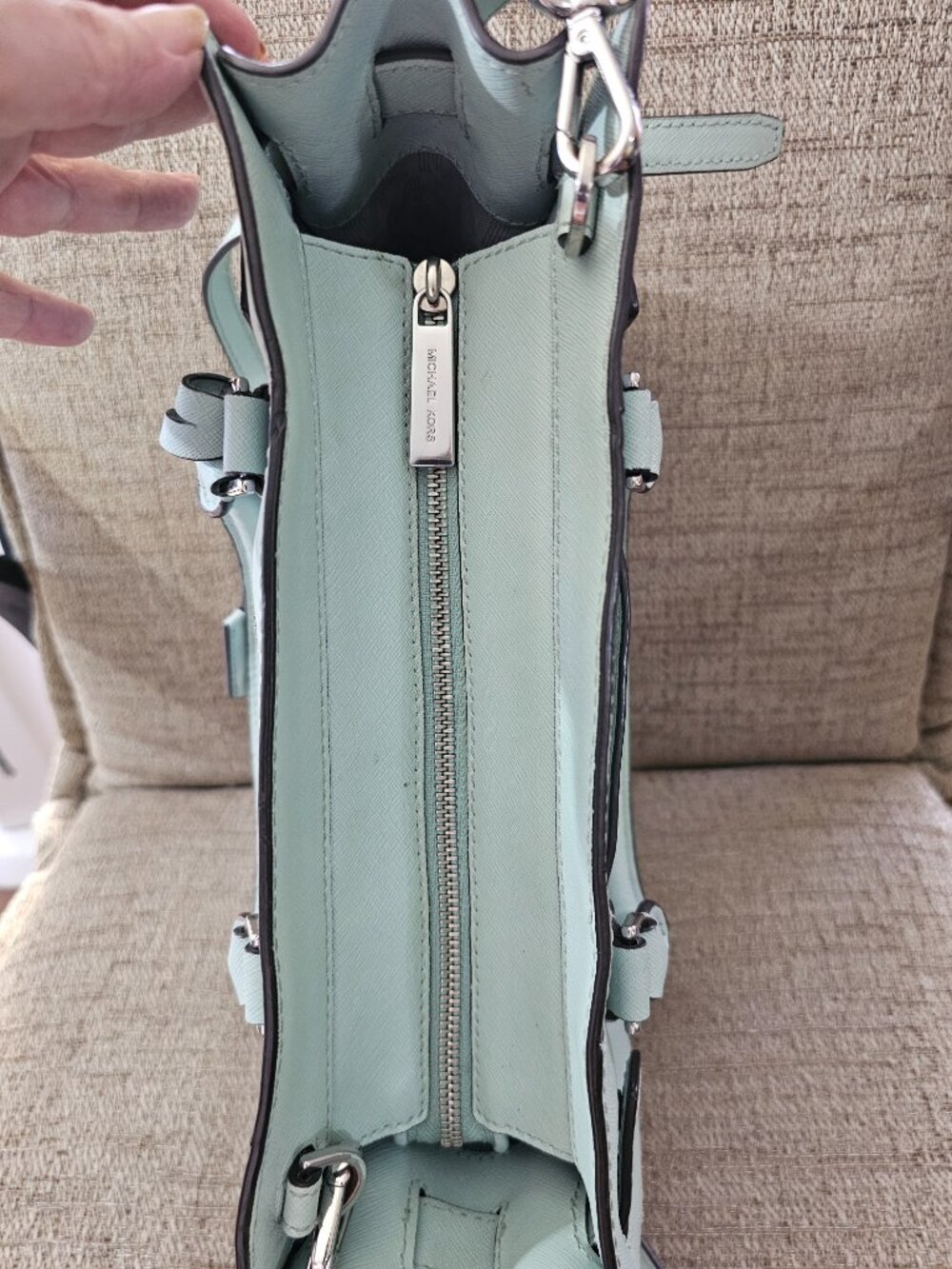 Michael Kors Mint Green Saffiano Leather Satchel Crossbody Bag - Picture 7 of 16